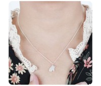 Christmas Mitten Designed with CZ Silver Necklace SPE-5220